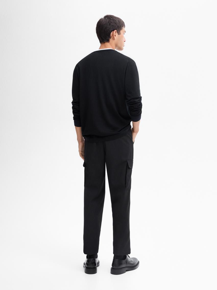 Massimo Dutti Knit Merino Wool With Crew Neck Men Sweater Navy | US-YL9652730