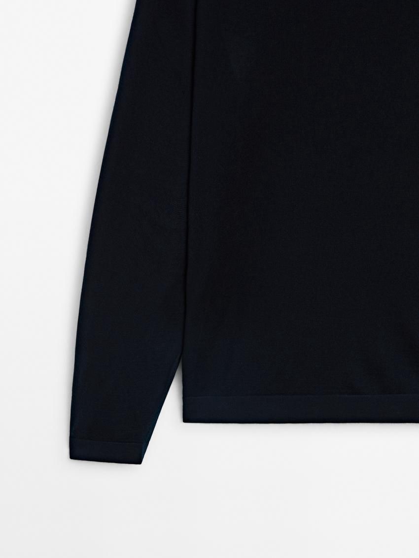 Massimo Dutti Knit Merino Wool With Crew Neck Men Sweater Navy | US-YL9652730