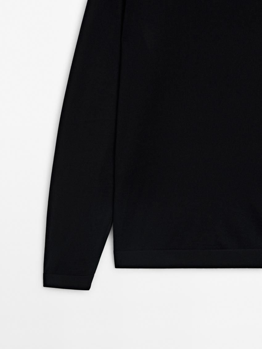 Massimo Dutti Knit Merino Wool With Crew Neck Men Sweater Black | US-TC5163298