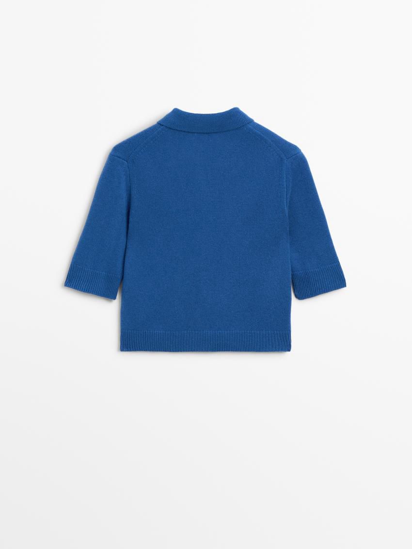 Massimo Dutti Knit Short Sleeve Co-ord Women Cardigan Blue | US-CB0381257
