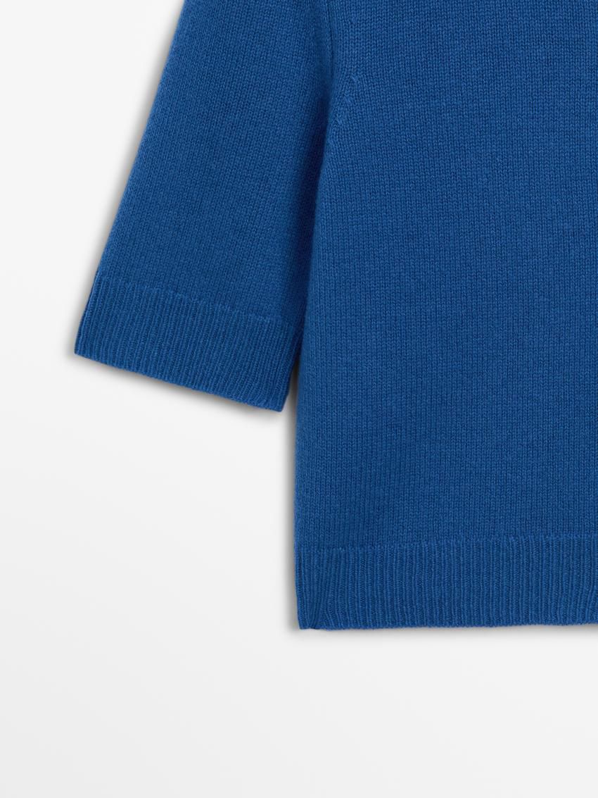 Massimo Dutti Knit Short Sleeve Co-ord Women Cardigan Blue | US-CB0381257