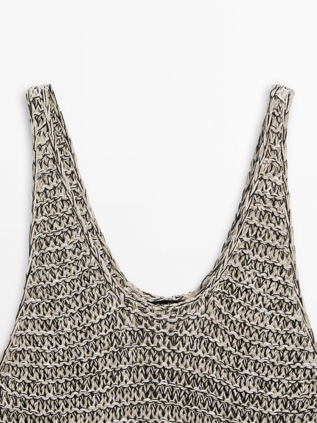 Massimo Dutti Knit Strappy Women Top Black / Cream | US-PE4037195