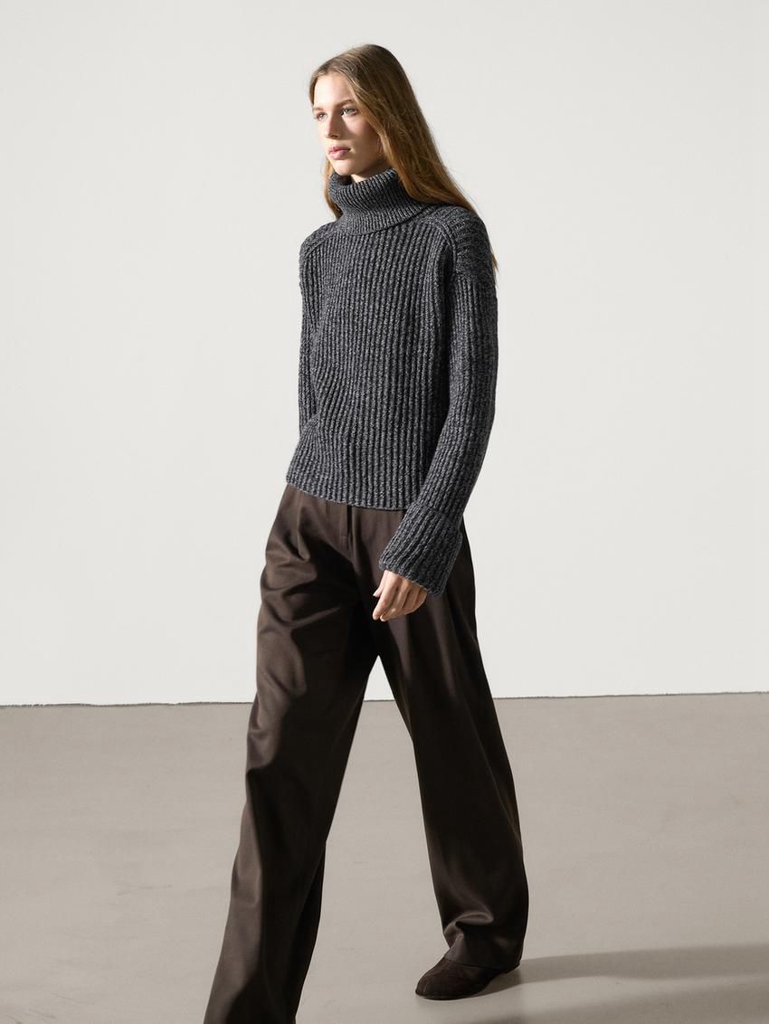 Massimo Dutti Knit Turtleneck Women Sweater Dark Grey | US-SN5024816