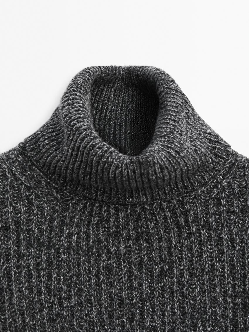 Massimo Dutti Knit Turtleneck Women Sweater Dark Grey | US-SN5024816