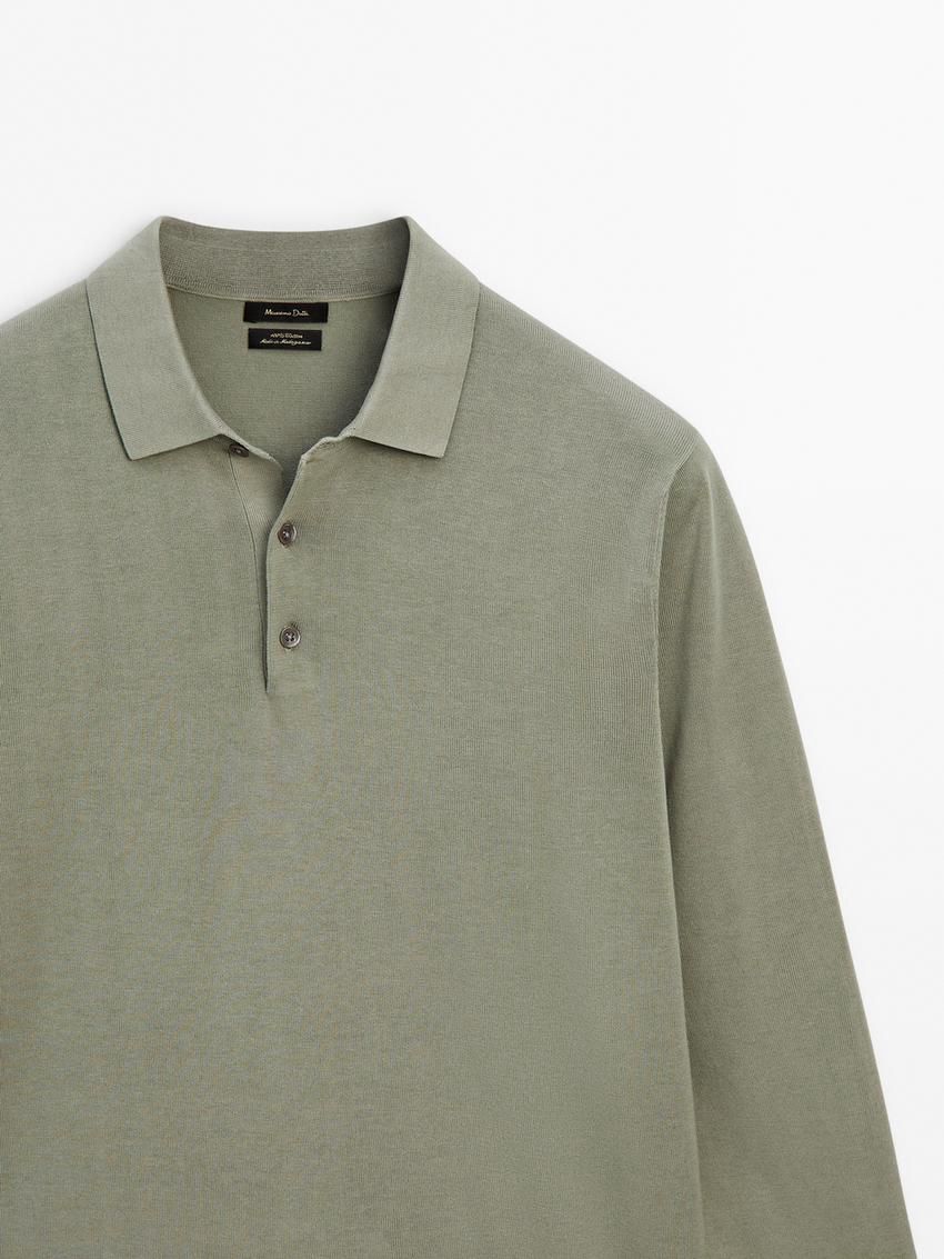 Massimo Dutti Knit With A Polo Collar Men Sweater Green | US-GB7536241
