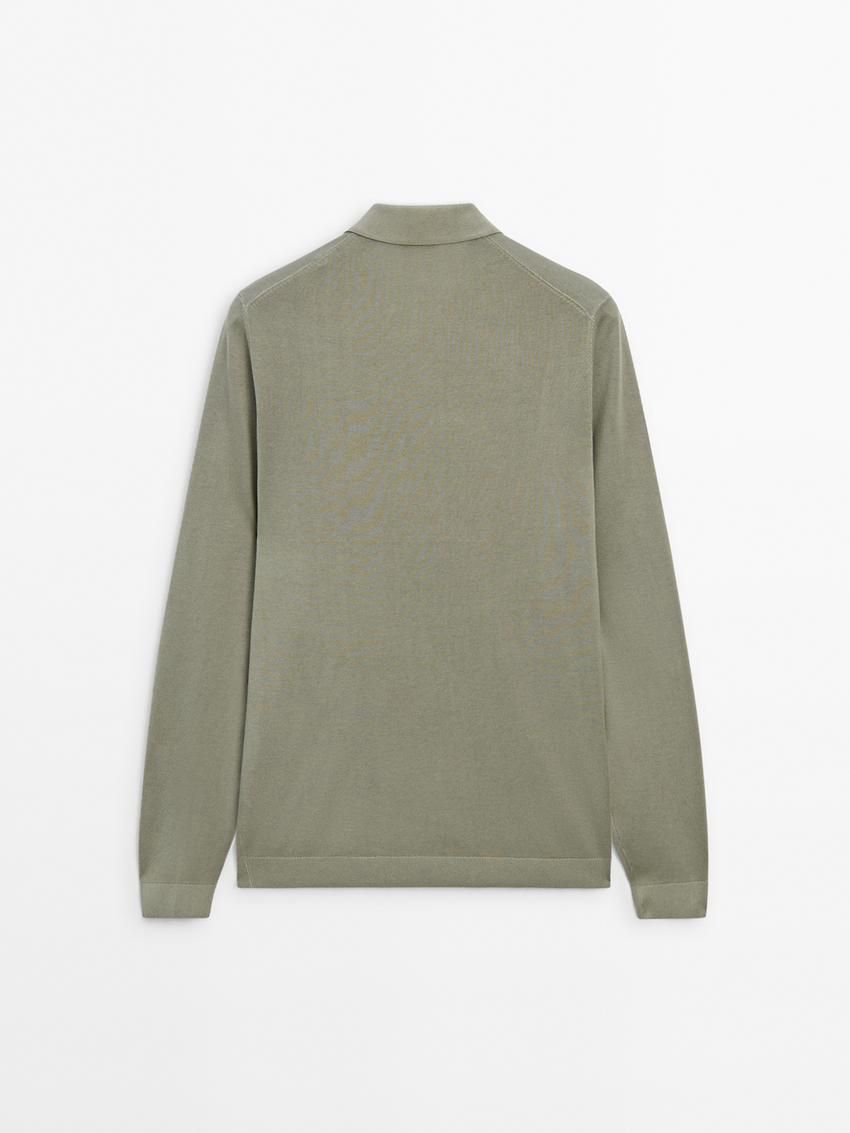 Massimo Dutti Knit With A Polo Collar Men Sweater Green | US-GB7536241