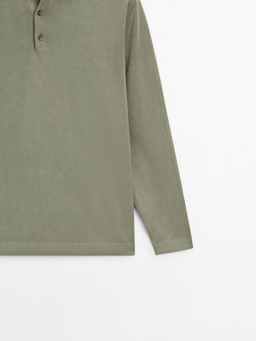 Massimo Dutti Knit With A Polo Collar Men Sweater Green | US-GB7536241