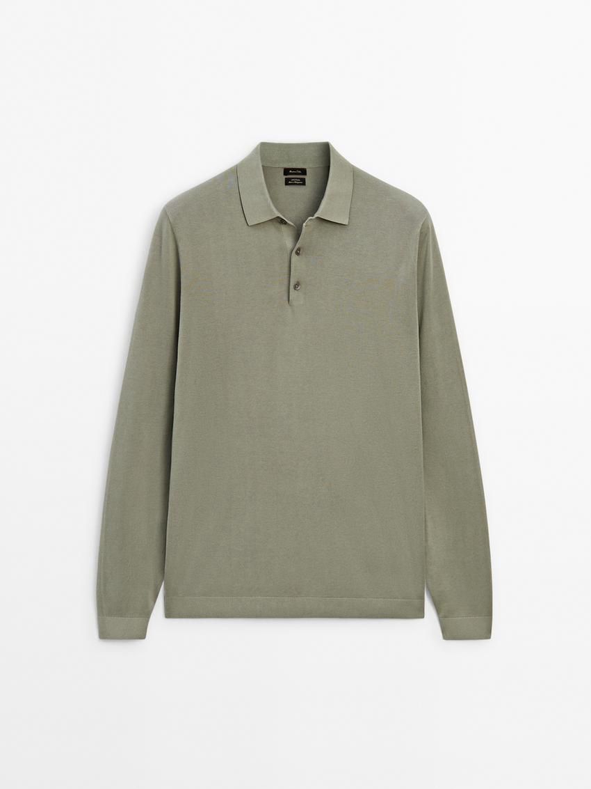 Massimo Dutti Knit With A Polo Collar Men Sweater Green | US-GB7536241