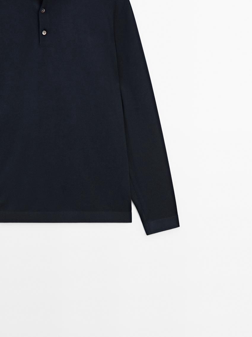 Massimo Dutti Knit With A Polo Collar Men Sweater Navy | US-IV0167295