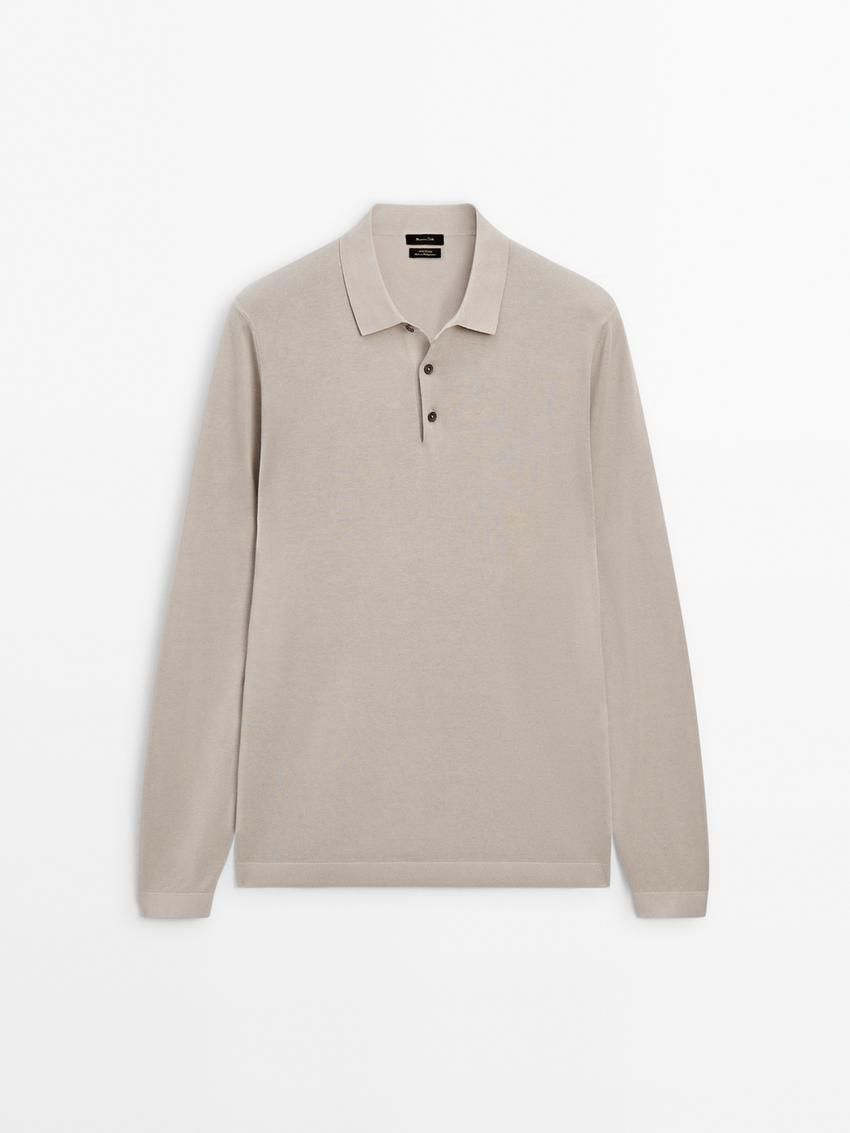 Massimo Dutti Knit With A Polo Collar Men Sweater Beige | US-FW4806519