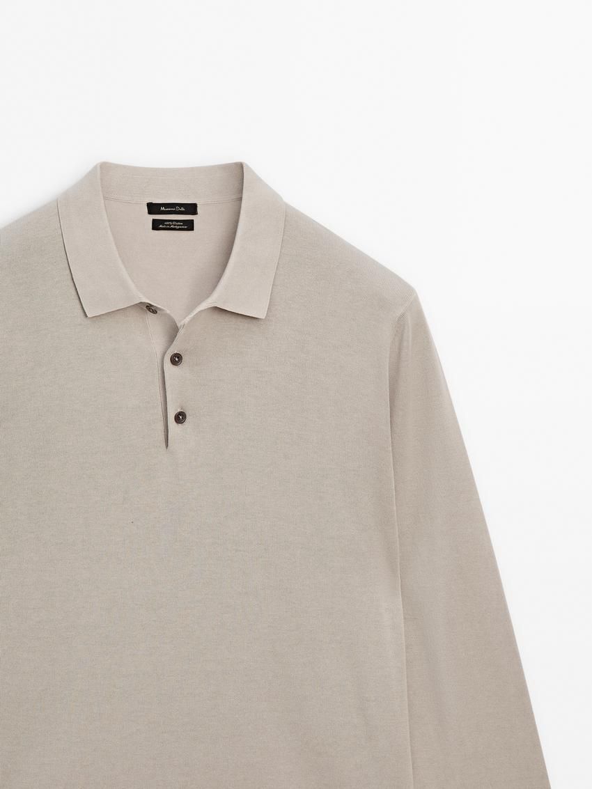 Massimo Dutti Knit With A Polo Collar Men Sweater Beige | US-FW4806519