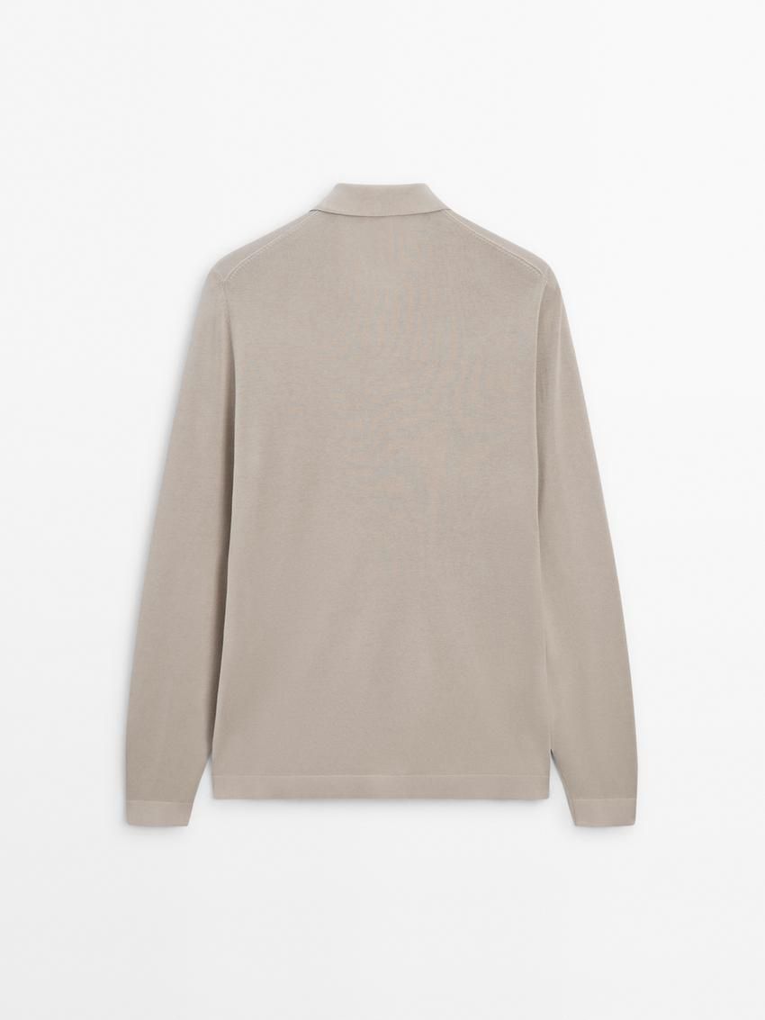 Massimo Dutti Knit With A Polo Collar Men Sweater Beige | US-FW4806519