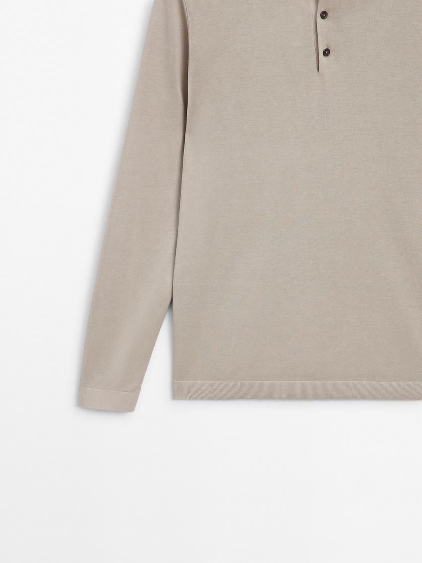 Massimo Dutti Knit With A Polo Collar Men Sweater Beige | US-FW4806519