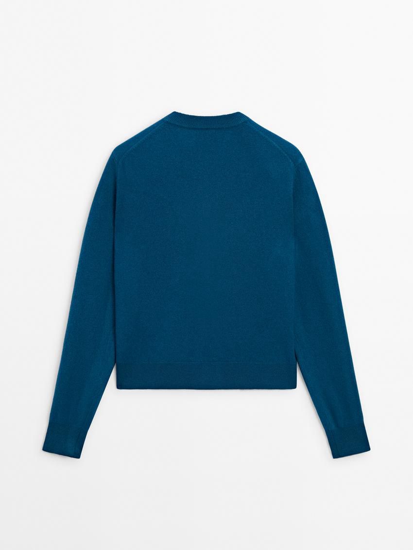 Massimo Dutti Knit With Crew Neck Co-ord Women Cardigan Blue | US-LE6812745