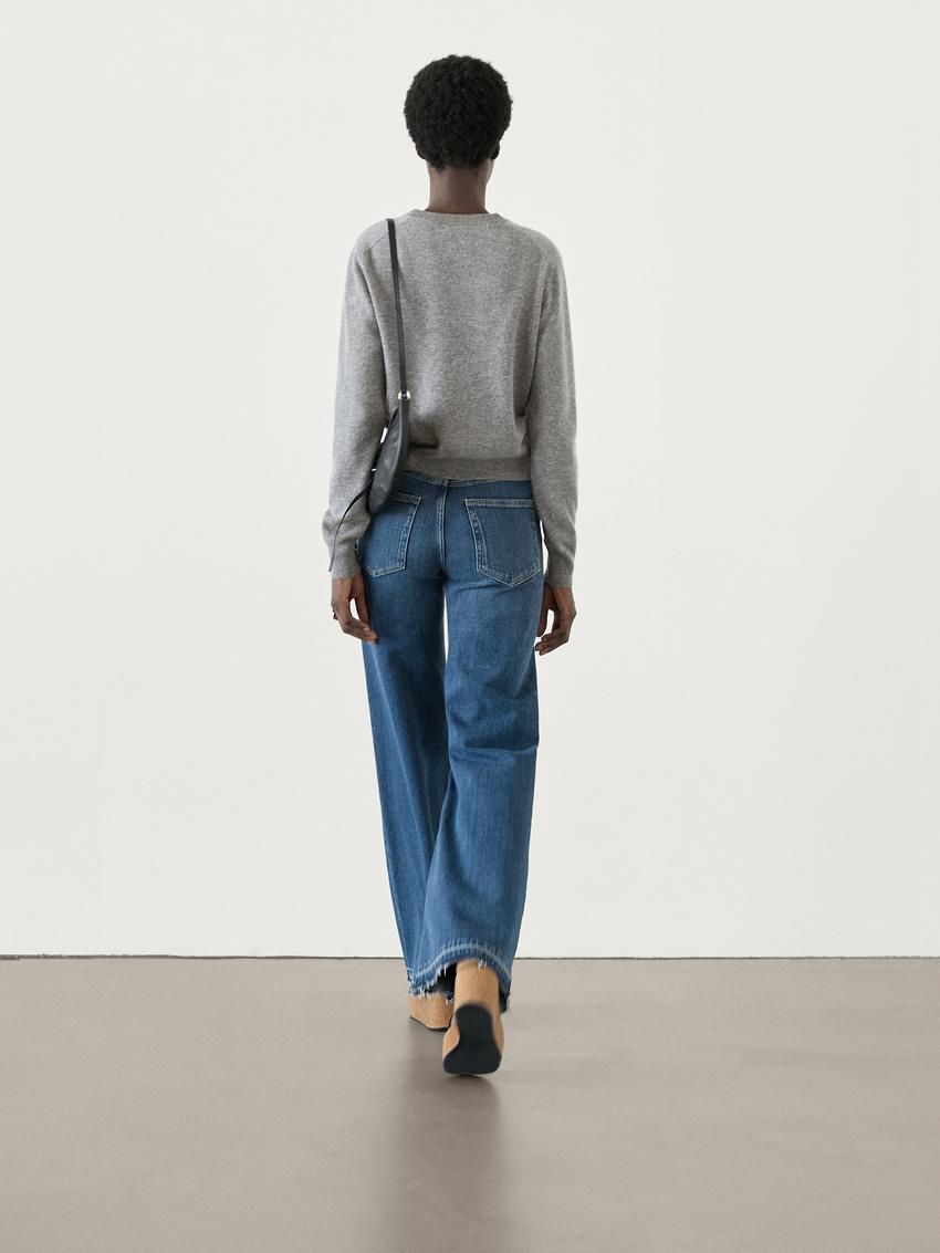 Massimo Dutti Knit With Crew Neck Co-ord Women Cardigan Grey | US-EF5294107