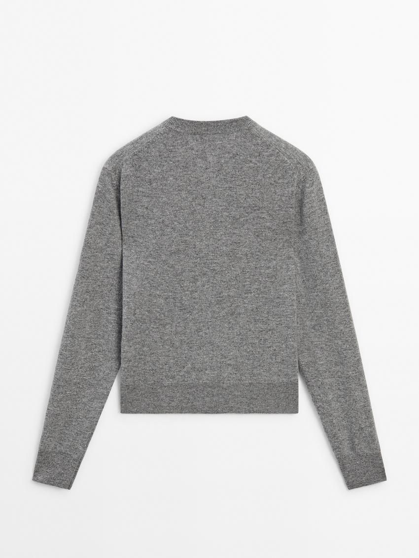 Massimo Dutti Knit With Crew Neck Co-ord Women Cardigan Grey | US-EF5294107