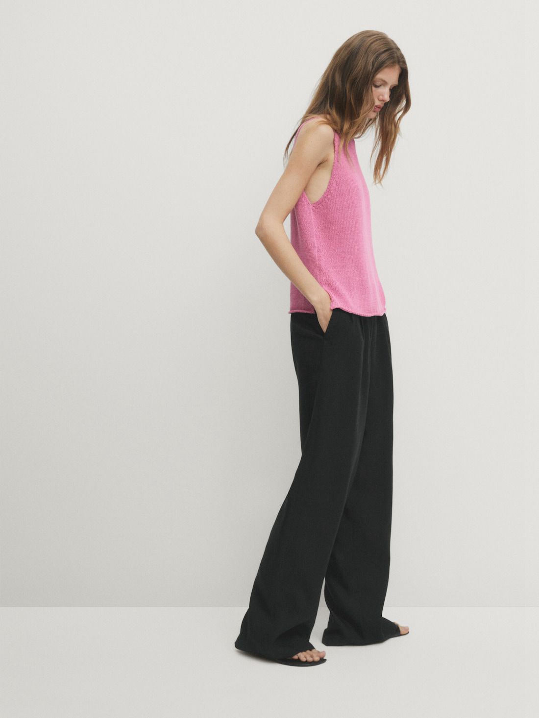 Massimo Dutti Knit With Crew Neck Women Top Pink | US-HP2640851