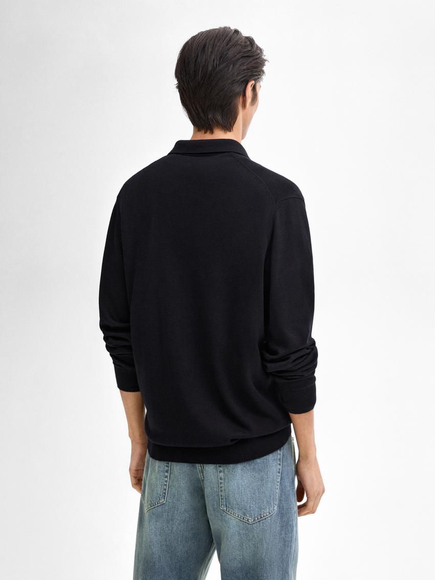 Massimo Dutti Knit With Polo Collar Men Sweater Navy | US-PB1690325