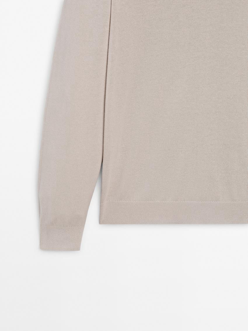 Massimo Dutti Knit With Polo Collar Men Sweater Beige | US-KD0896357