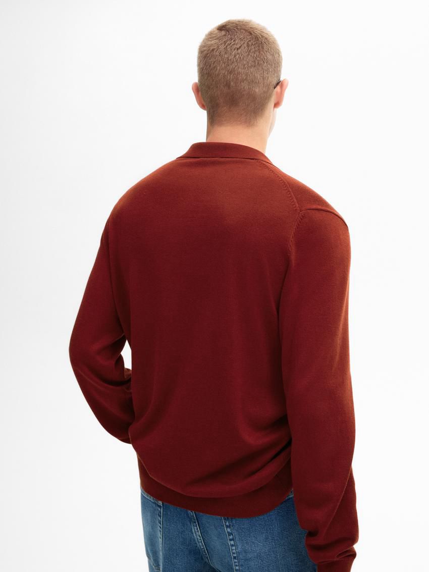 Massimo Dutti Knit With Polo Collar Men Sweater Brown Red | US-PQ8945026