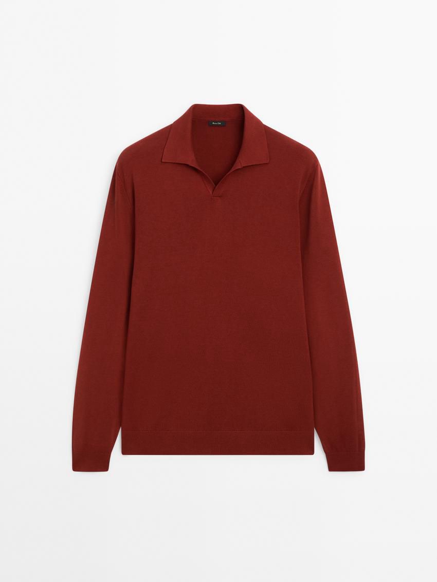 Massimo Dutti Knit With Polo Collar Men Sweater Brown Red | US-PQ8945026