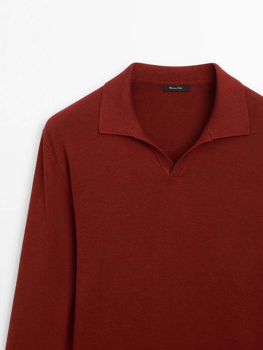 Massimo Dutti Knit With Polo Collar Men Sweater Brown Red | US-PQ8945026