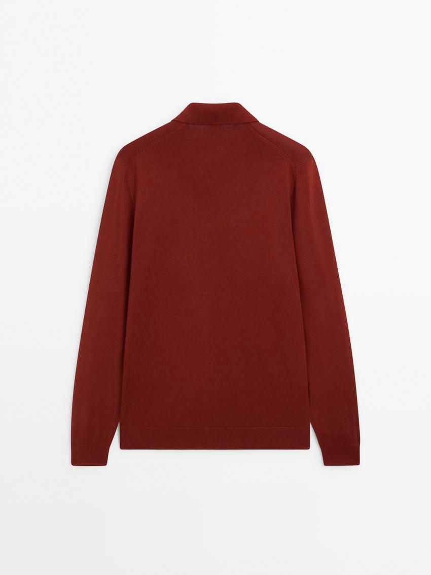 Massimo Dutti Knit With Polo Collar Men Sweater Brown Red | US-PQ8945026
