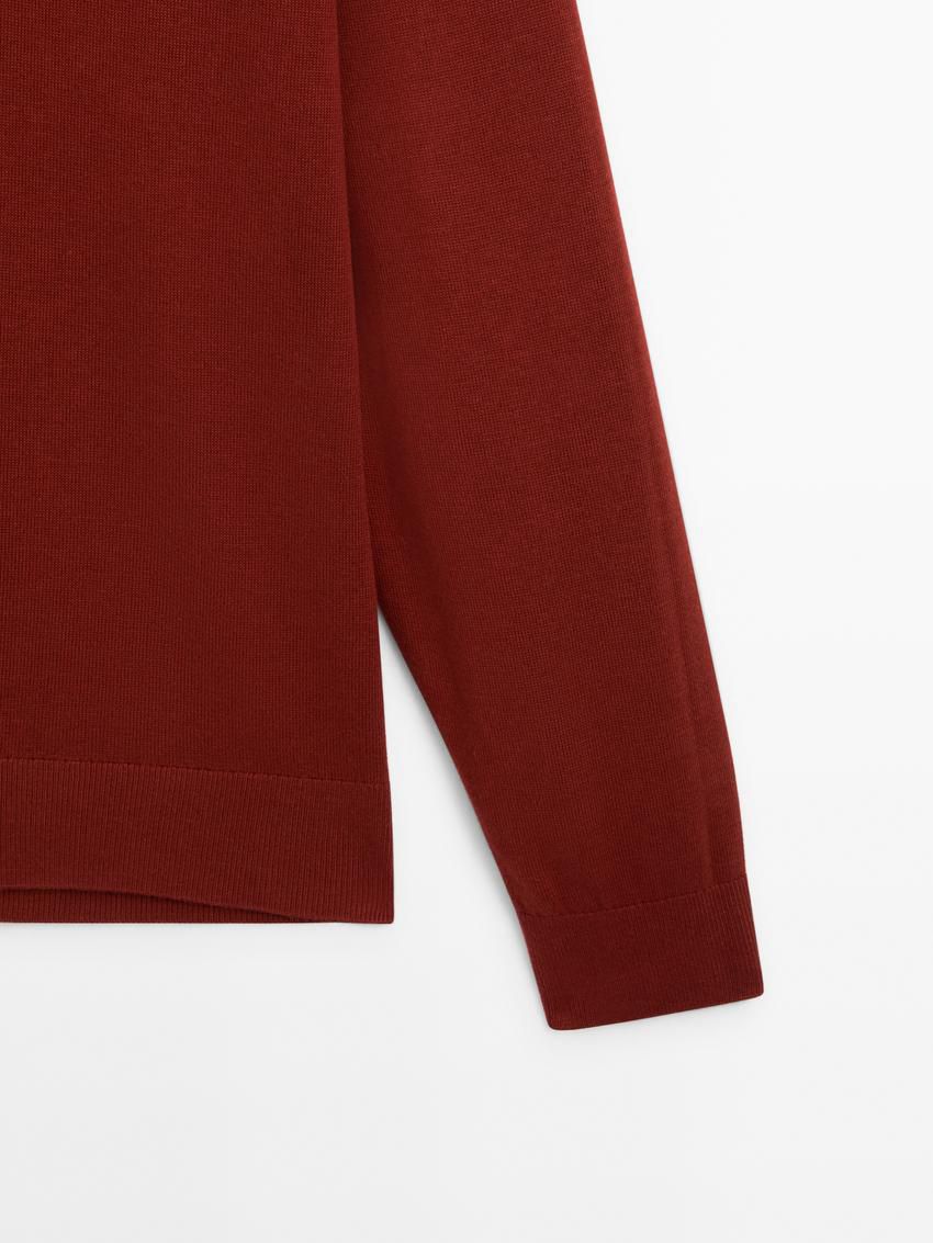 Massimo Dutti Knit With Polo Collar Men Sweater Brown Red | US-PQ8945026