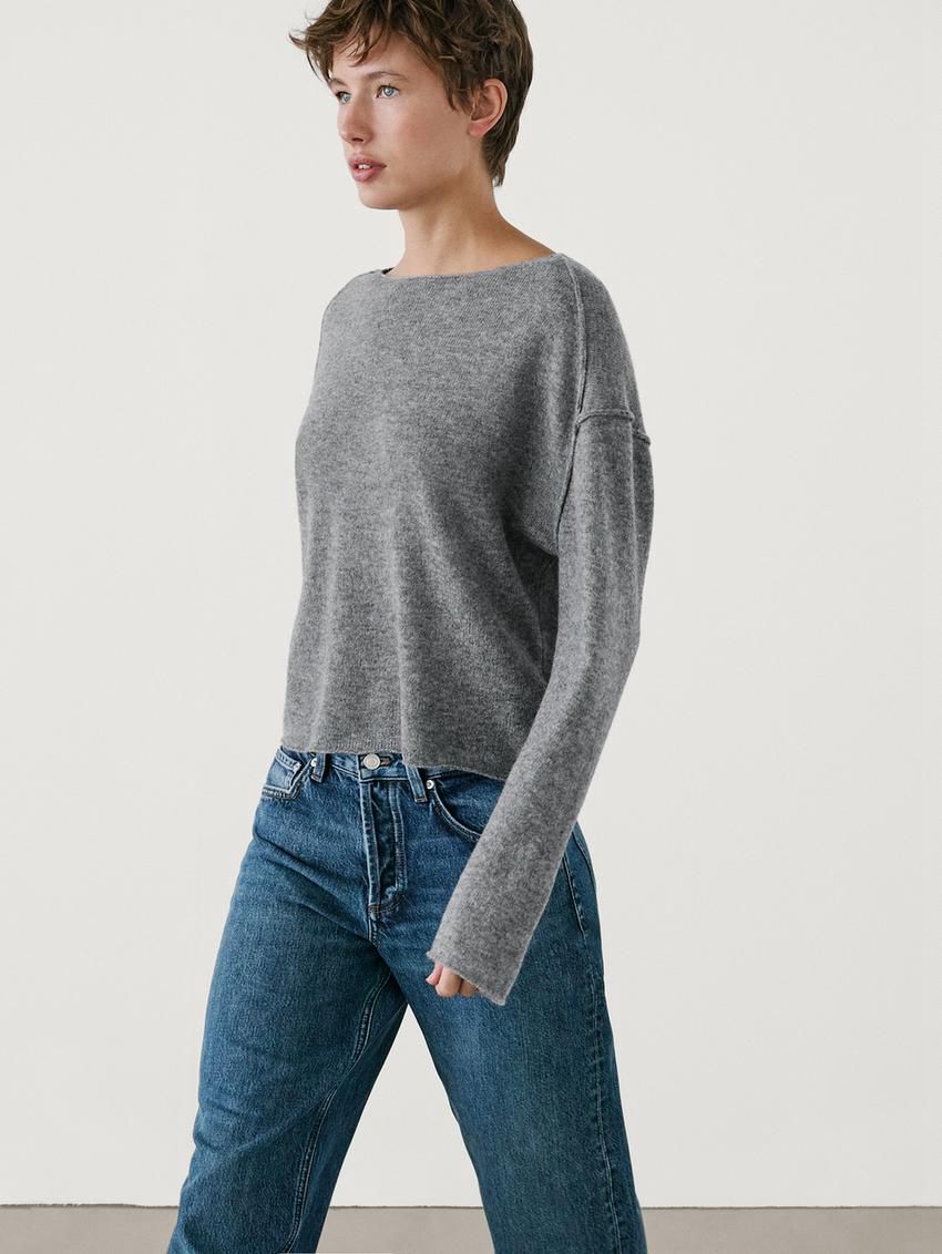 Massimo Dutti Knit With Shoulder Seams Women Sweater Grey | US-RW1643582