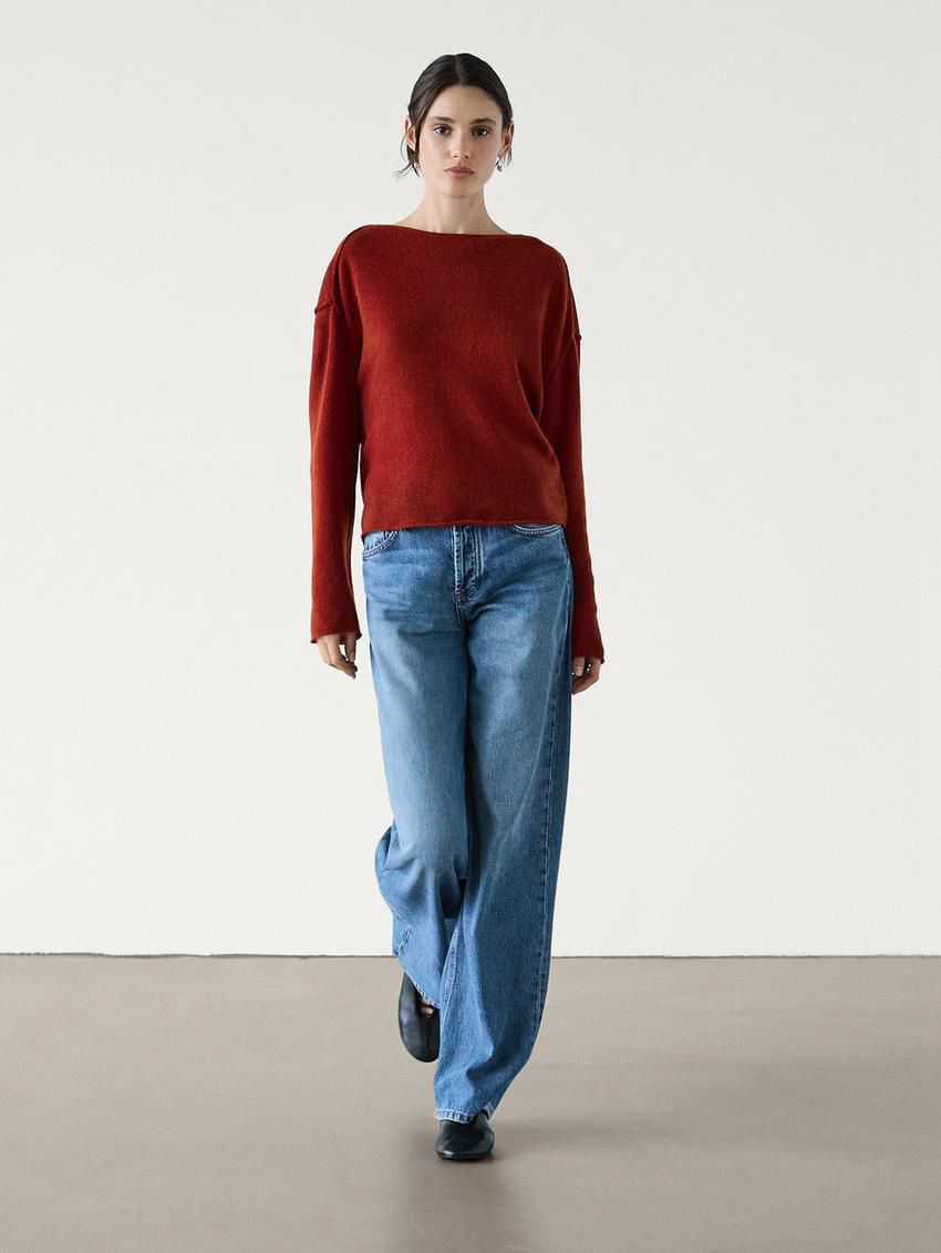 Massimo Dutti Knit With Shoulder Seams Women Sweater Dark Red | US-HC2584103