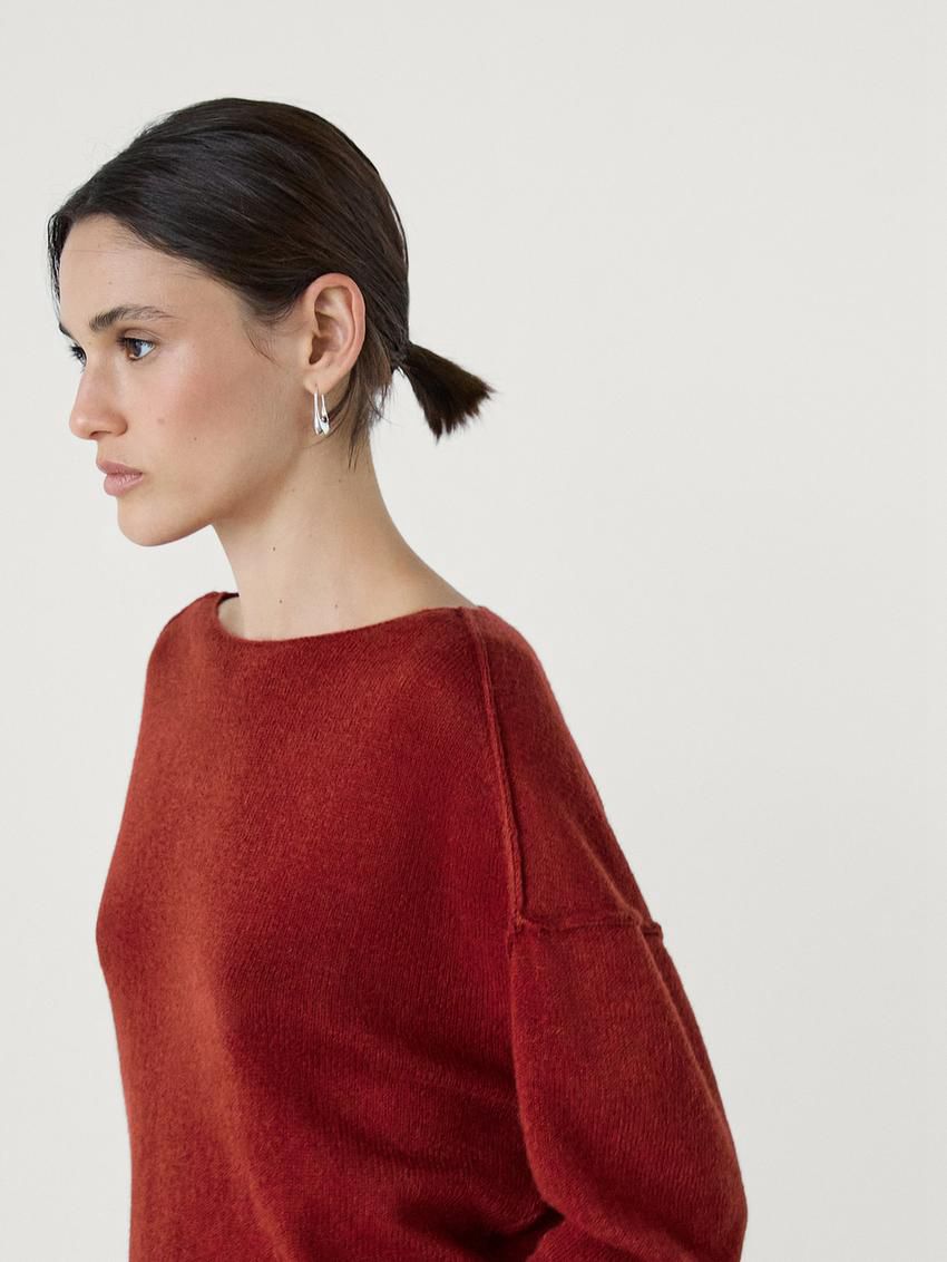 Massimo Dutti Knit With Shoulder Seams Women Sweater Dark Red | US-HC2584103