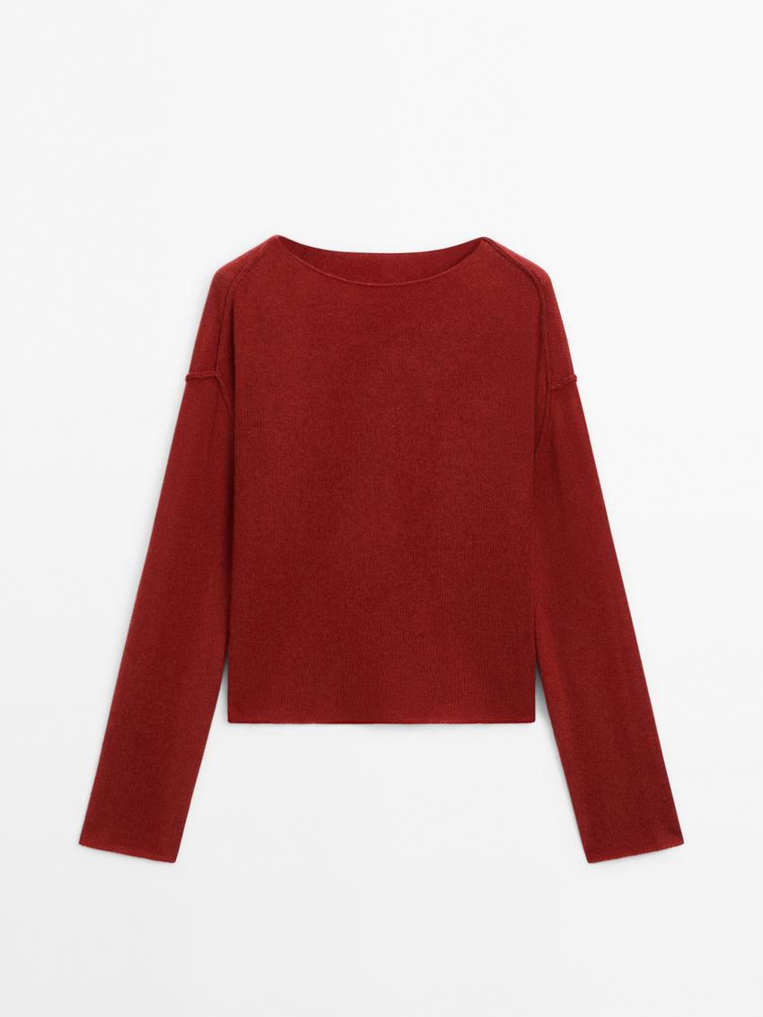 Massimo Dutti Knit With Shoulder Seams Women Sweater Dark Red | US-HC2584103
