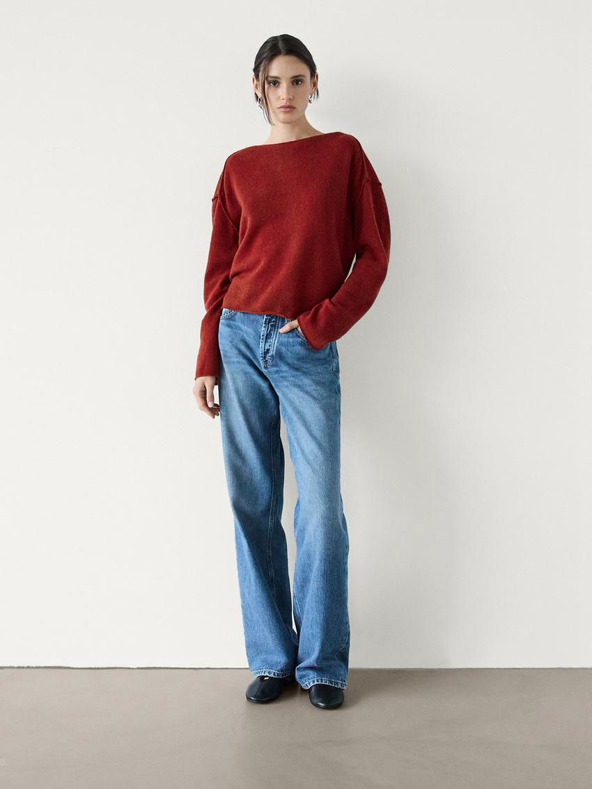 Massimo Dutti Knit With Shoulder Seams Women Sweater Dark Red | US-HC2584103
