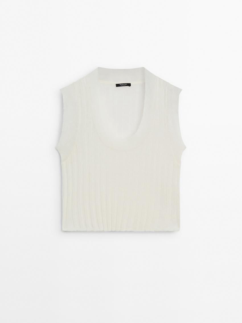 Massimo Dutti Knit With Wool Women Top Cream | US-NF3716084