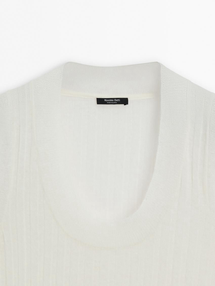 Massimo Dutti Knit With Wool Women Top Cream | US-NF3716084