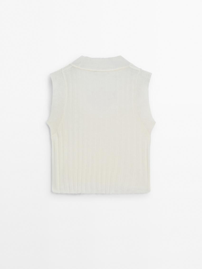 Massimo Dutti Knit With Wool Women Top Cream | US-NF3716084
