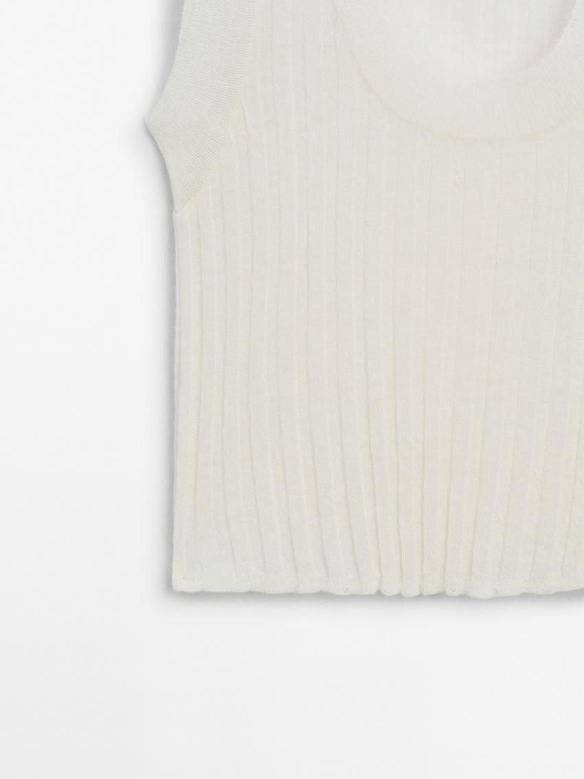 Massimo Dutti Knit With Wool Women Top Cream | US-NF3716084