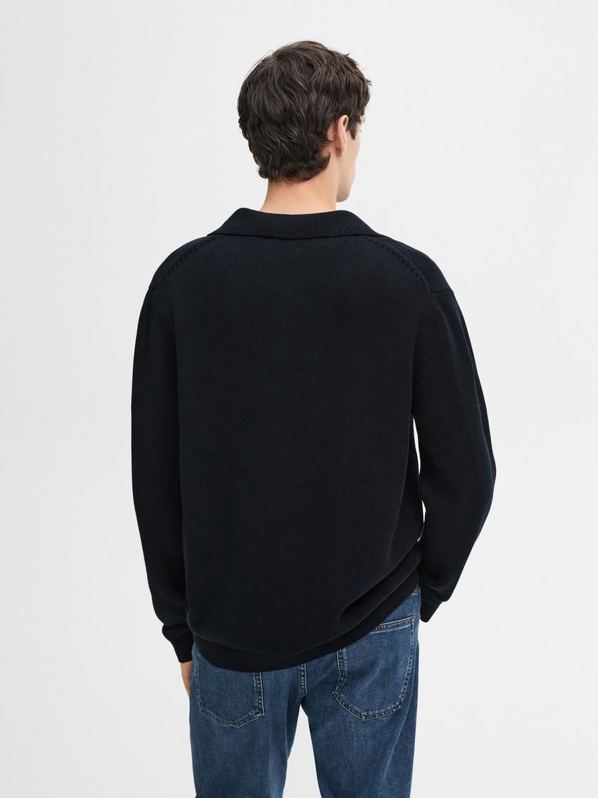 Massimo Dutti Knit With Zip Polo Collar Men Sweater Navy | US-FL6357249