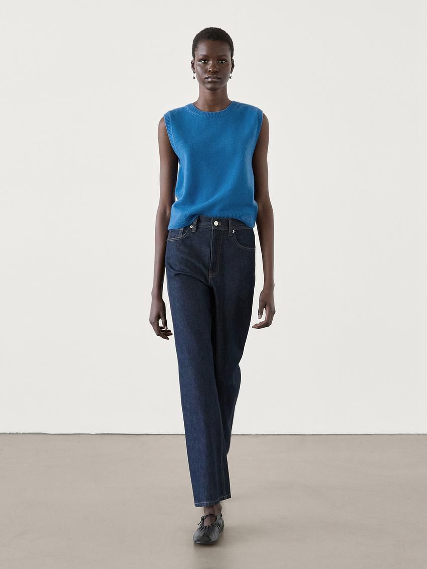 Massimo Dutti Knit Wool Blend Co-ord Women Top Blue | US-VP6719543