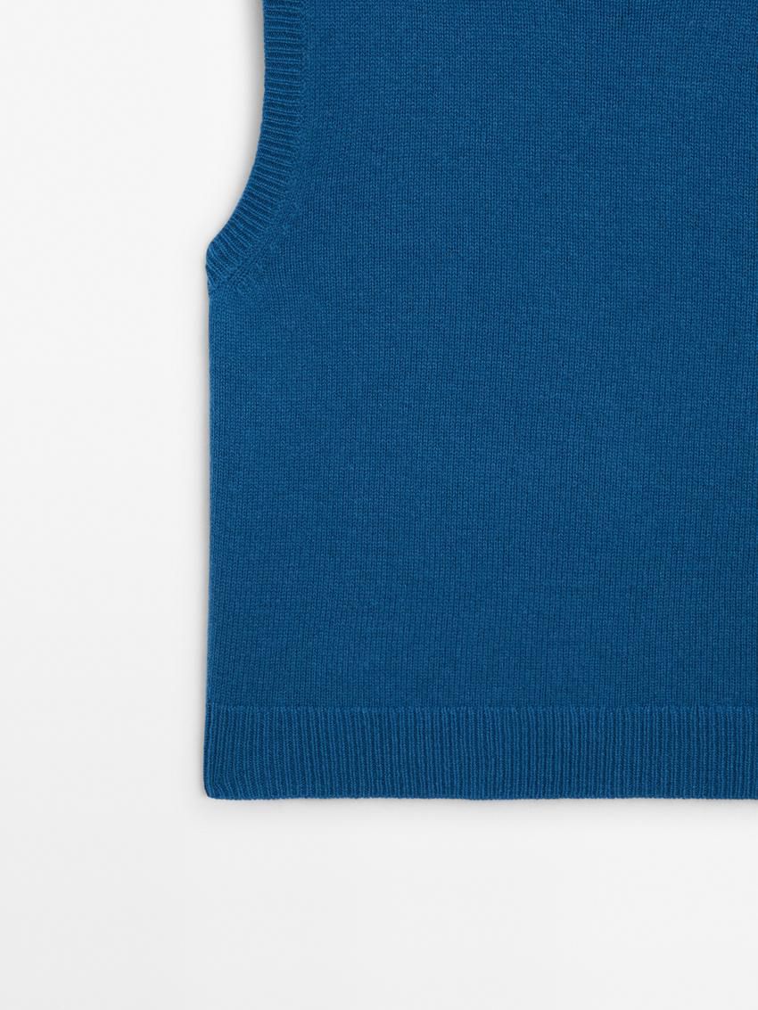 Massimo Dutti Knit Wool Blend Co-ord Women Top Blue | US-VP6719543