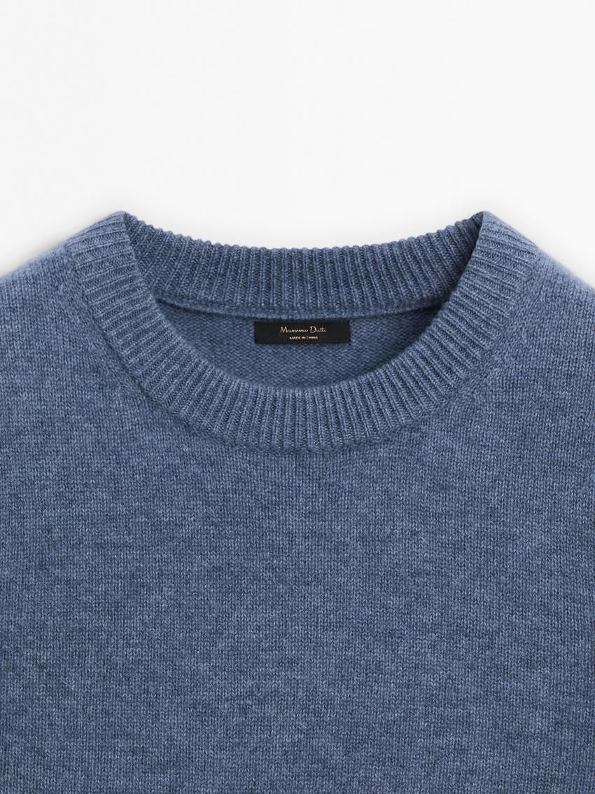 Massimo Dutti Knit Wool Blend With Short Sleeves Women Sweater Blue | US-AT5208463
