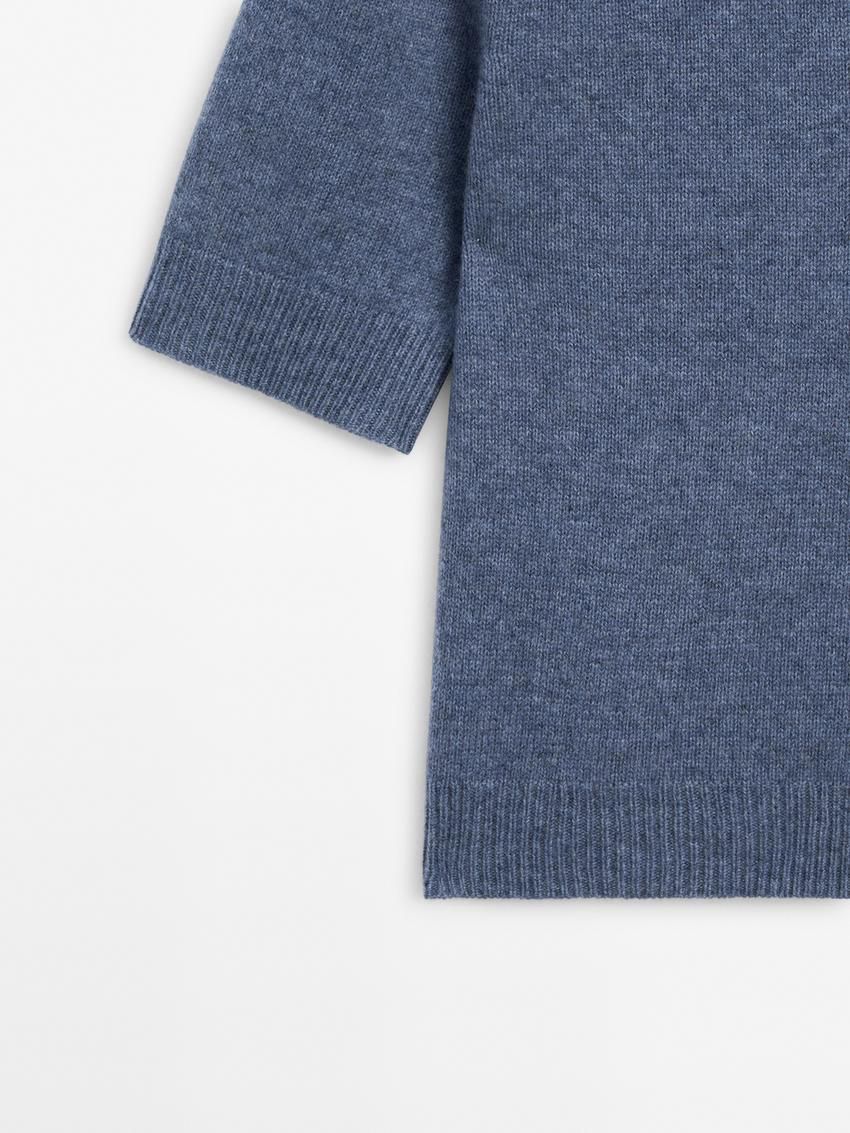 Massimo Dutti Knit Wool Blend With Short Sleeves Women Sweater Blue | US-AT5208463