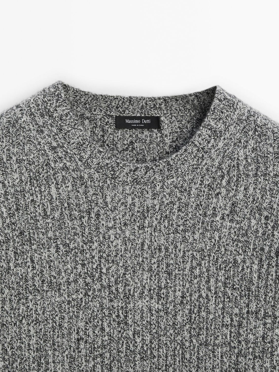 Massimo Dutti Knitted Mouline Wool Blend Men Jumpers Grey | US-BX4678239