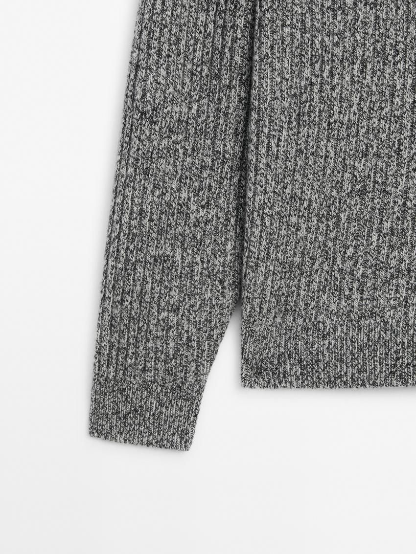 Massimo Dutti Knitted Mouline Wool Blend Men Jumpers Grey | US-BX4678239