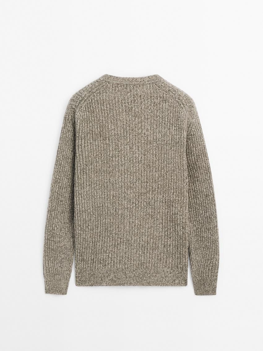 Massimo Dutti Knitted Mouline Wool Blend Men Jumpers Brown Beige | US-HX6453872