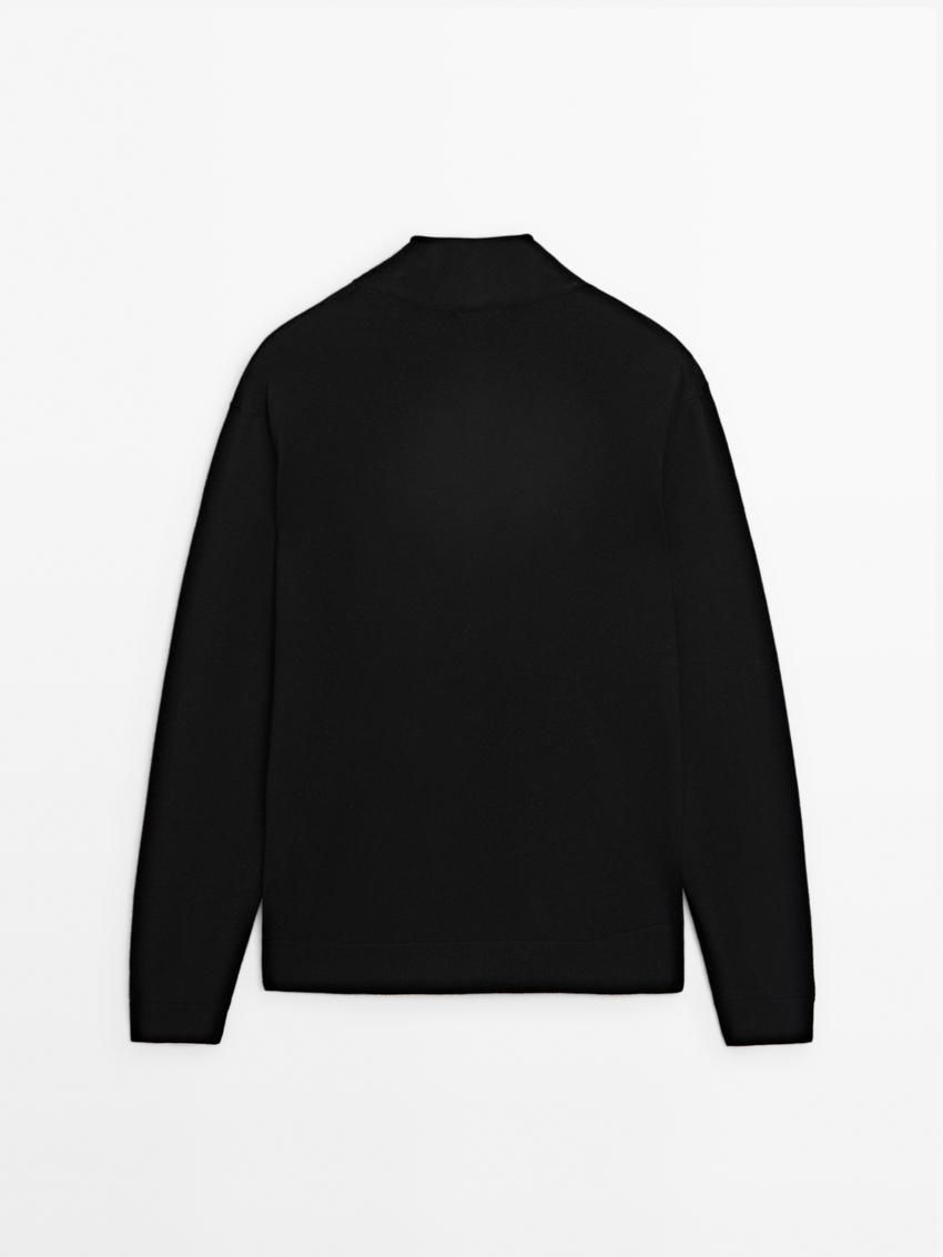 Massimo Dutti Knitted Perkins Collar Women Cardigan Black | US-IS7524391