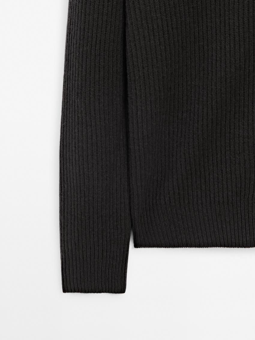 Massimo Dutti Knitted Shawl Collar Men Cardigan Dark Grey | US-ZM0489235
