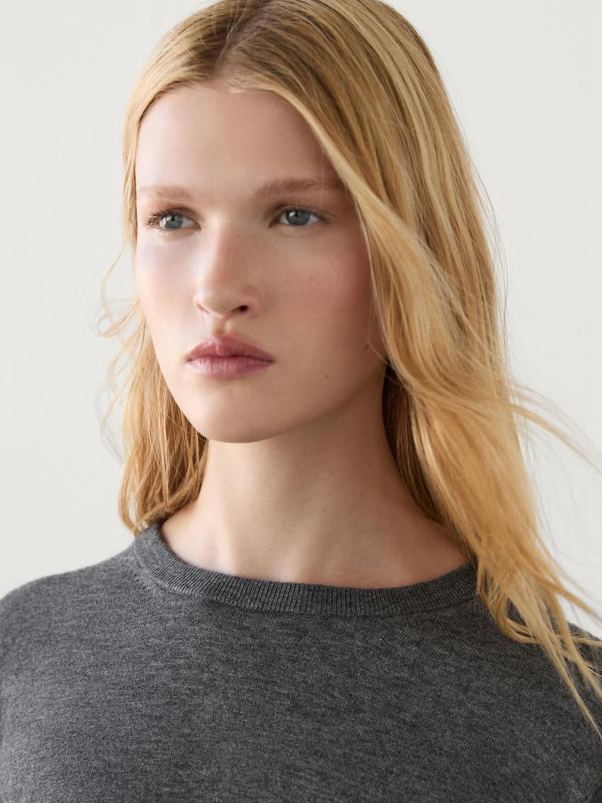 Massimo Dutti Knitted With Wool Women Sweater Dark Grey | US-GY7925613