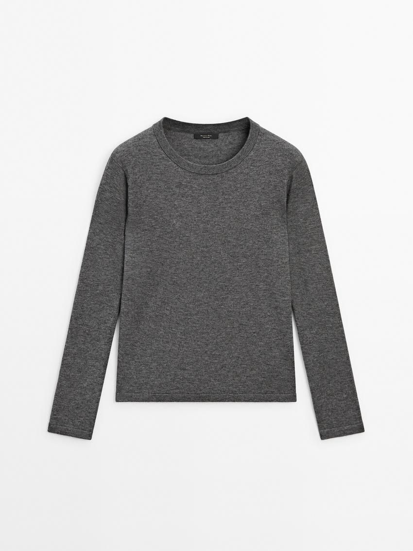 Massimo Dutti Knitted With Wool Women Sweater Dark Grey | US-GY7925613