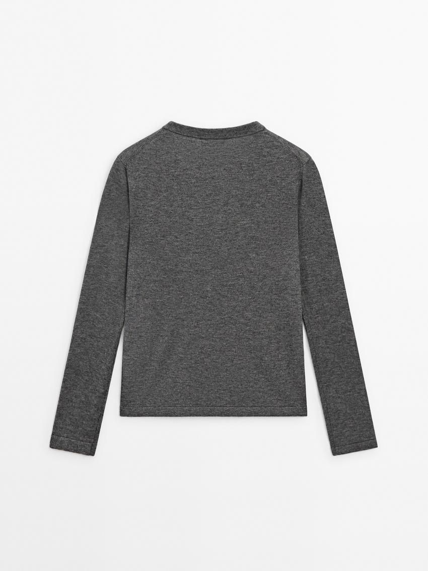 Massimo Dutti Knitted With Wool Women Sweater Dark Grey | US-GY7925613